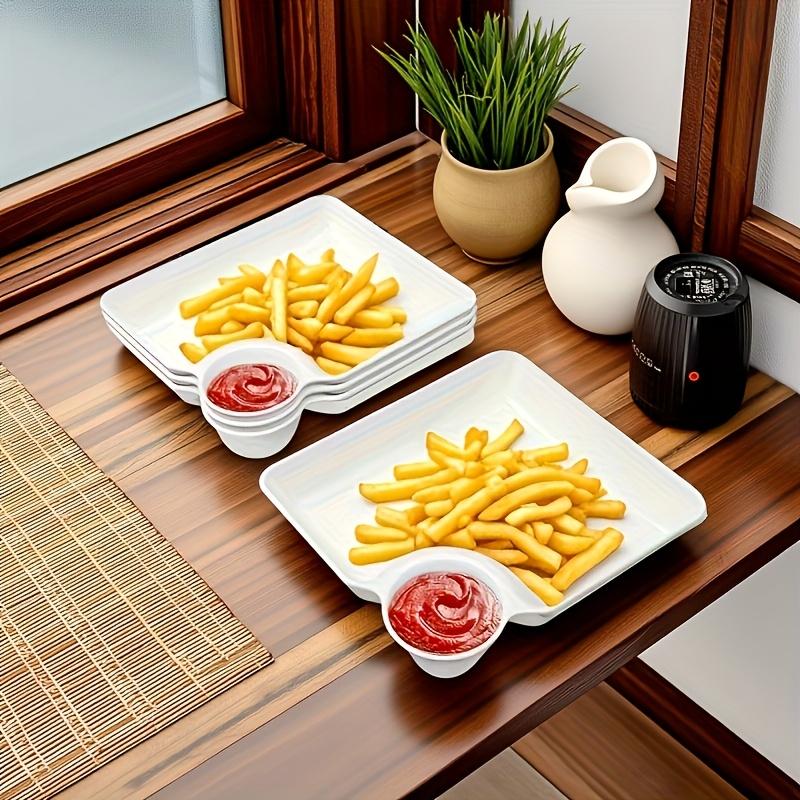 White Plastic Serving Tray Compatible for Sushi,Appetizers & Party Platters-Heavy-Duty Rectangular Snack Plate with Nigiri & Sections for Restaurants