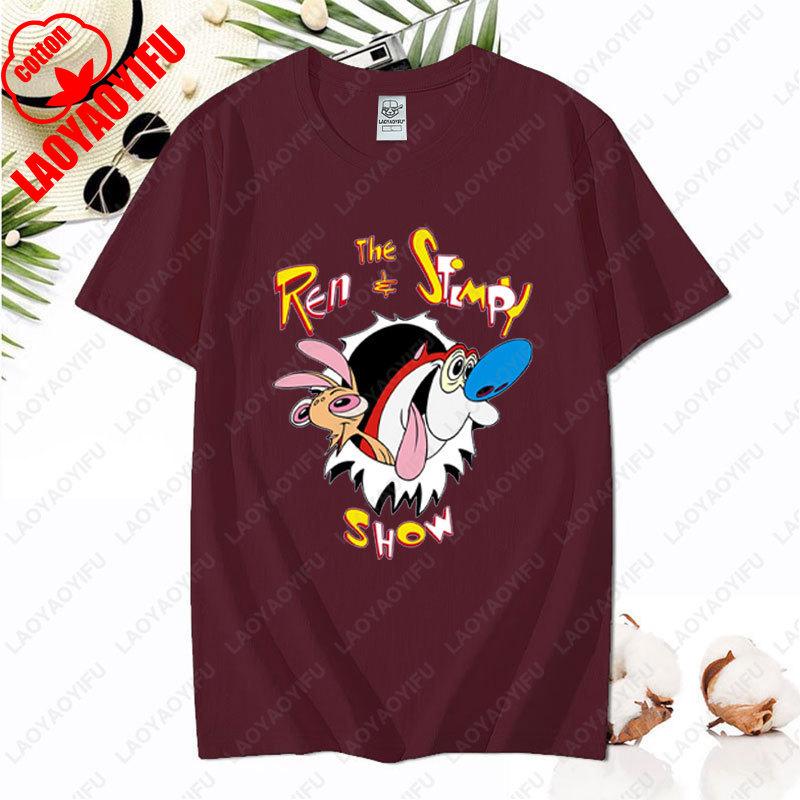90s Ren Stimpy Show Nicktoons Nickelodeon TV Cartoon Tshirt New Style Nostalgia Childhood Tops Unisex Adult Clothing Cotton Tees