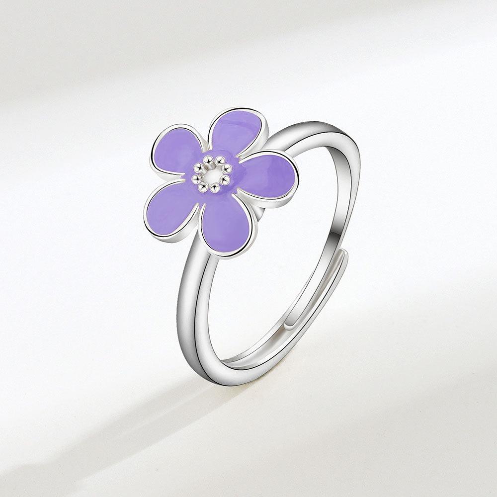 Enamel Daisy Flower Plant Anxiety Knuckle Ring For Women Golden Metal Copper Rotate Freely Ring Fidget Spinner Anillo Ajustable