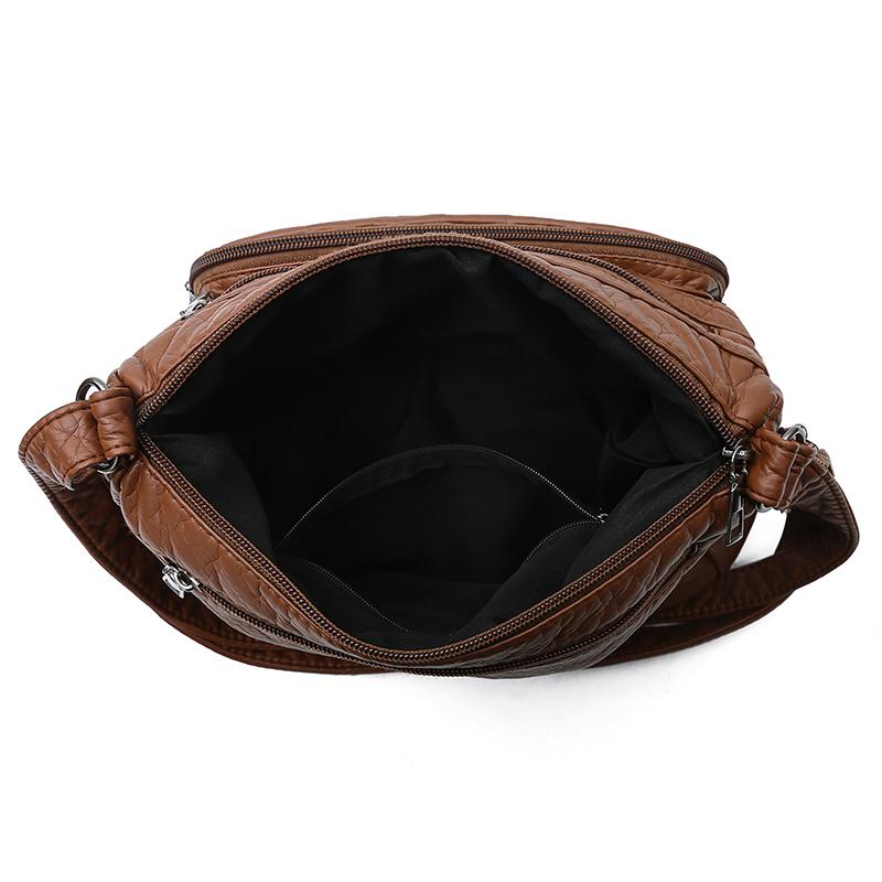 Soft Leather Multi-Layer Crossbody Bag Women's Bag Middle-Aged Mother's Bag