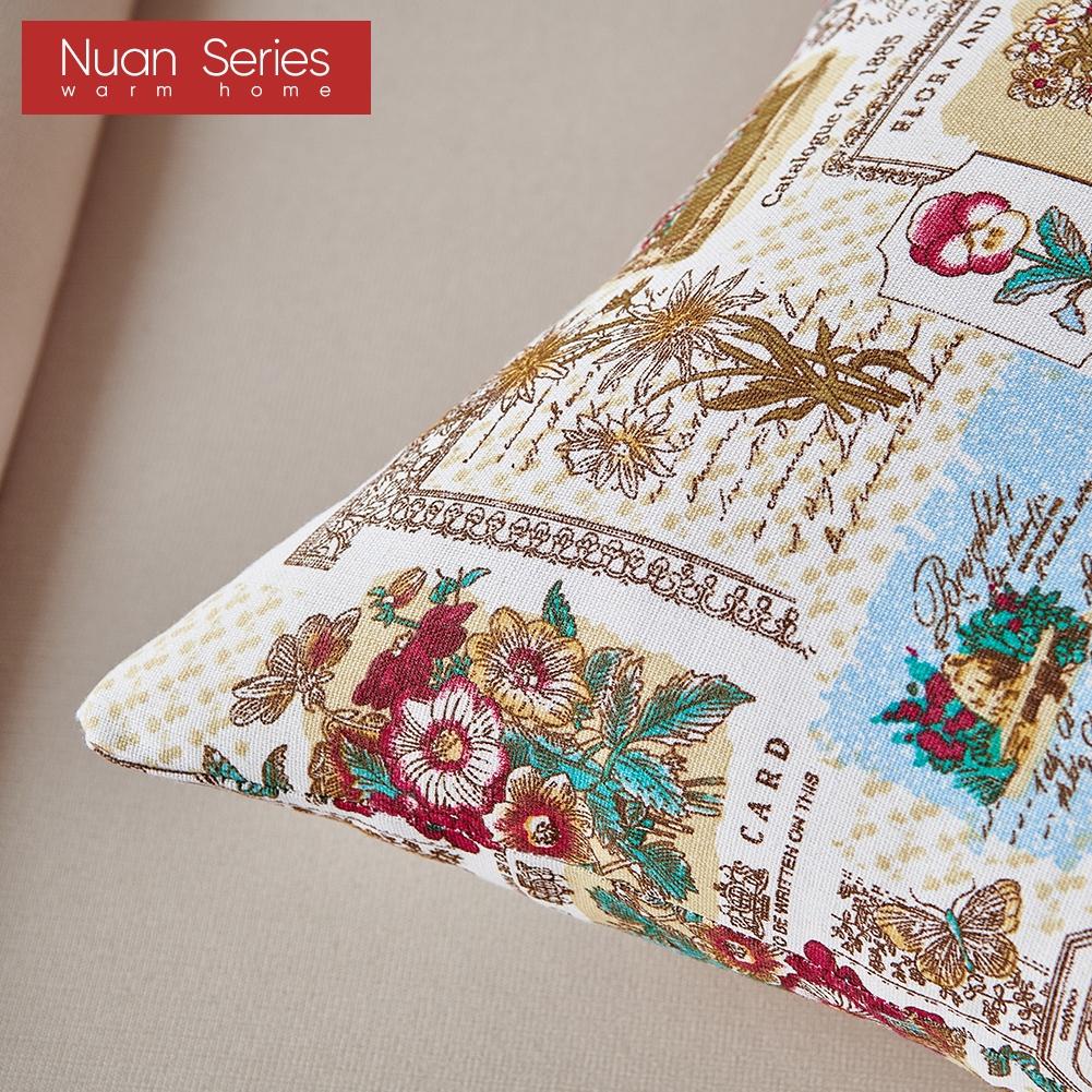 1PC Nuan Series Versatile American Retro Cotton and Linen Comfortable Pillowcase Cushion Cover for Sofa Bed Living Room Bedroom Home Decor