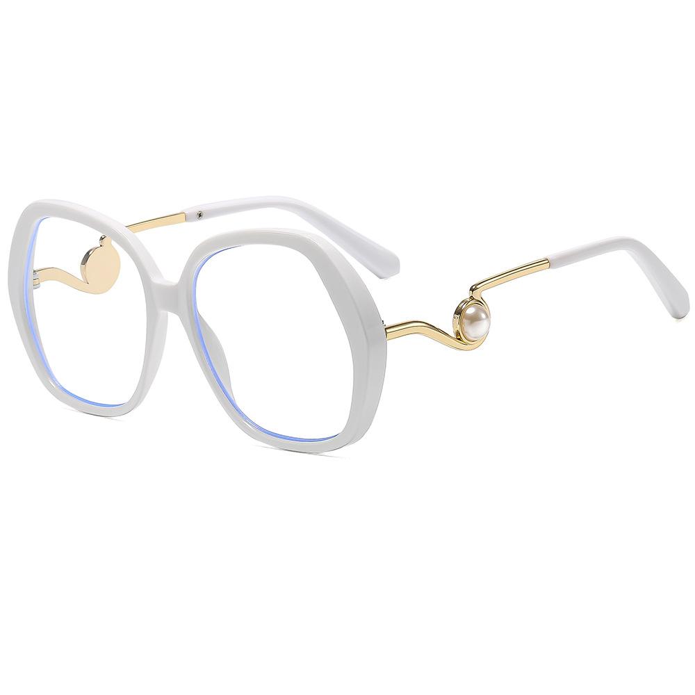 Elegant Large Frame Womens Reading Glasses Transparent Fashionable Designer Pearl Eyeglasses Anti Blue Light Magnifying
