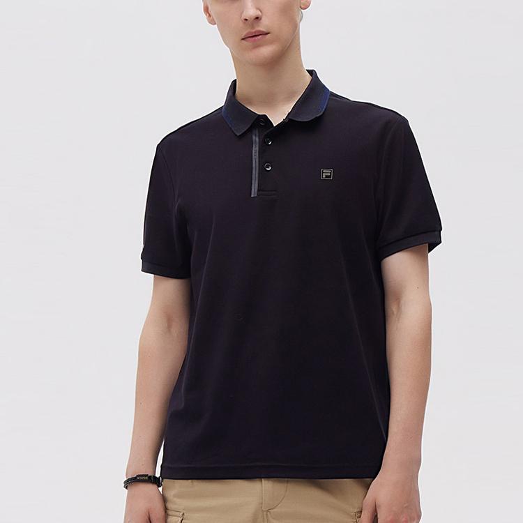 FILA Business Casual Stand Collar Short-Sleeve Polo Shirt Men Tops Heritage-Blue F11M122120FNV