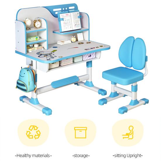 Ergonomic Desk Chair 2Pcs/Set Premium Kids Study Set, Height Adjustable Children School Table Set with Astronaut Pattern, Large Writing Board,