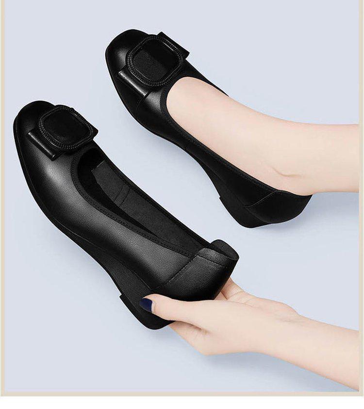 

Woodpecker Women s Genuine Leather Wedge Heel Flats - Soft Sole, Black 40 чорний