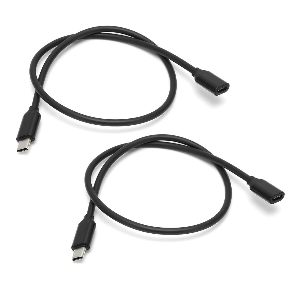 2PCS Type C Male to Female Extension Cable PD Power Connector Extension Cord Black(1.5m 4.9ft )