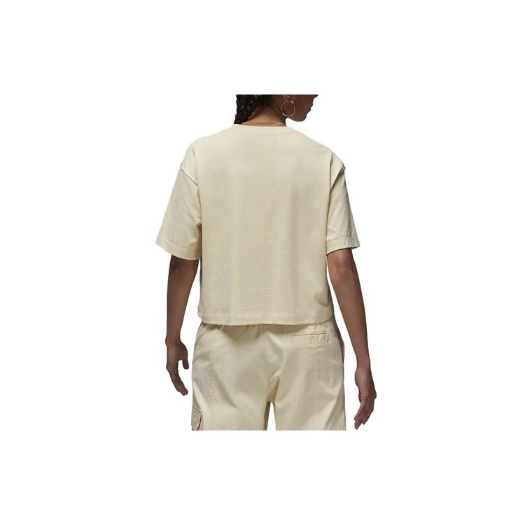 Jordan Essentials Logo Loose Fit Round Neck Short Sleeve Drop Shoulder T-Shirt Women Tops Beige DO5038-234