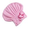 Coral fleece shower cap, adult soft absorbent dry hair towel, thickened quick-drying headtowel, cute bow dry hair cap.