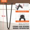 406.4MM Hairpin Furniture Legs, Metal Home DIY Projects for Nightstand, Coffee Table, Desk, 226.8KG Load Capacity with Rubber Floor Protectors, Metal