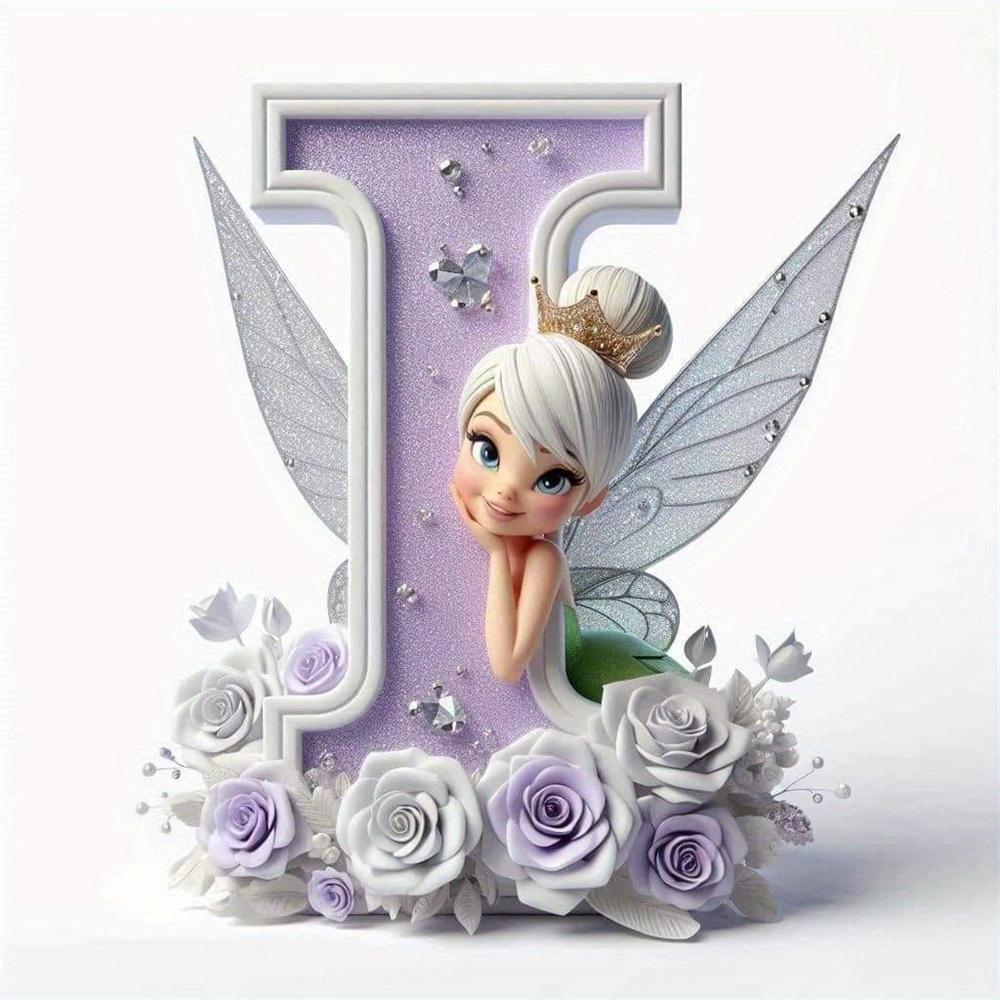 Disney Kreskówkowa Malowanie Diamentami Dzwoneczek Księżniczka 26 Liter Obrazki z Dżetów Mozaika Diamentowa Motyl Zestawy Rękodzieła Sztuka Ścienna
