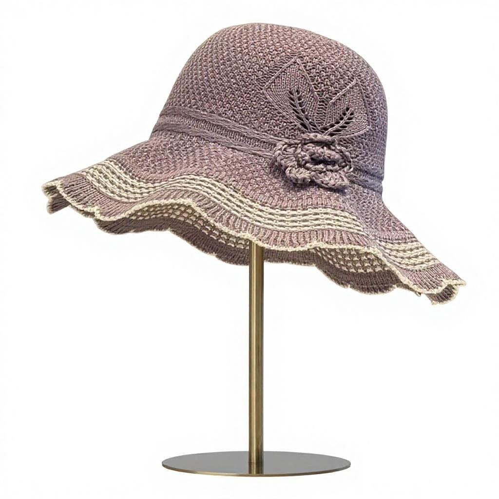 Summer New Knitted Fisherman Hat for Women, Elegant Floral Hollow Sun Protection Hat, Trendy Bucket Hat