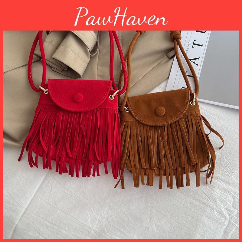 Childrens Unisex Modern Shoulder Bag With Trendy Tassels Perfect Preschoolers For