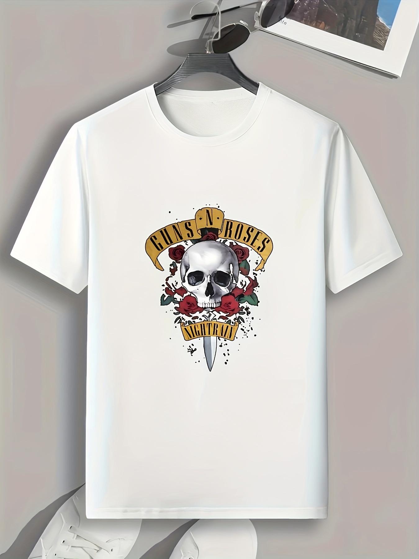 

Футболка с графическим дизайном для мужчин, принт «Череп и роза», с круглым вырезом, повседневная, удобная, для лета XXXXXL белый