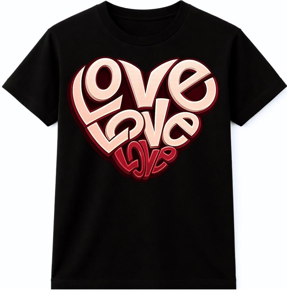 Love Heart T-Shirt Valentines Day Gift Funny Cute Girlfriend Boyfriend Tee