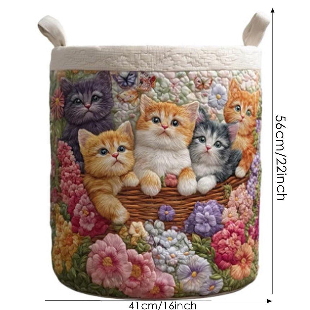 With Handle Fabric Floral Storage Bag Large Capcity Clothes Toy Organizer Quilted Laundry Basket