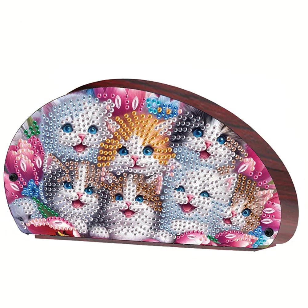 Wooden Flowers DIY Rhinestones Storage Holder Crystal Diamond Storage Shelf Diamond Painting Organizer Rack for Remote Control