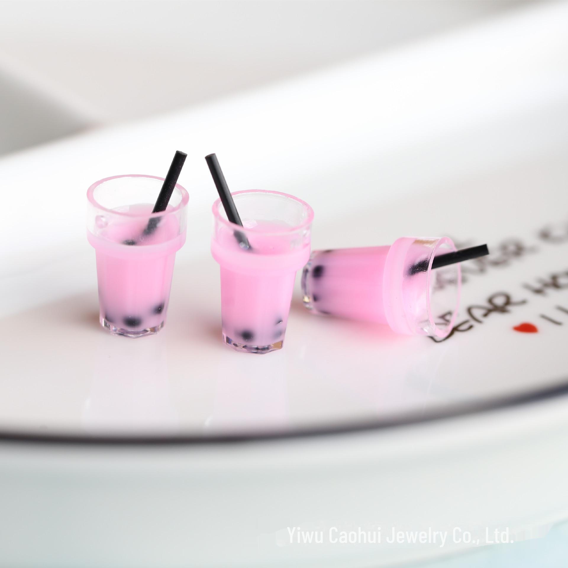 

Творческий DIY жемчужный шарик-соломинка для чашки с молочным чаем и отверстием для подвешивания – брелок, серьги и цепочка для телефона 1.3cm x 2.5cm (with straw) розовый