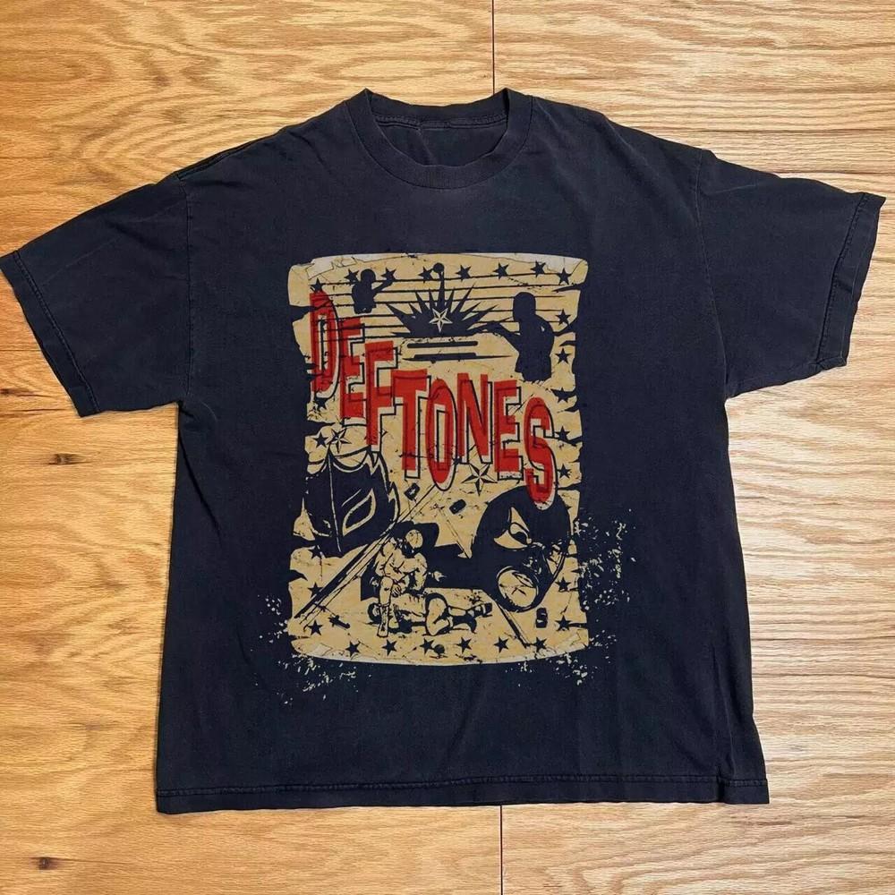 Винтажная концептуальная футболка Deftones с принтом тура, Унисекс черная хлопковая футболка, Размер S-5XL Унисекс футболка L