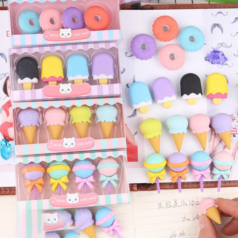 Kawaii Lollipop Sweety Ice Cream Student Stationery School Office Supplies Children Erasers For Kids Pencil Eraser