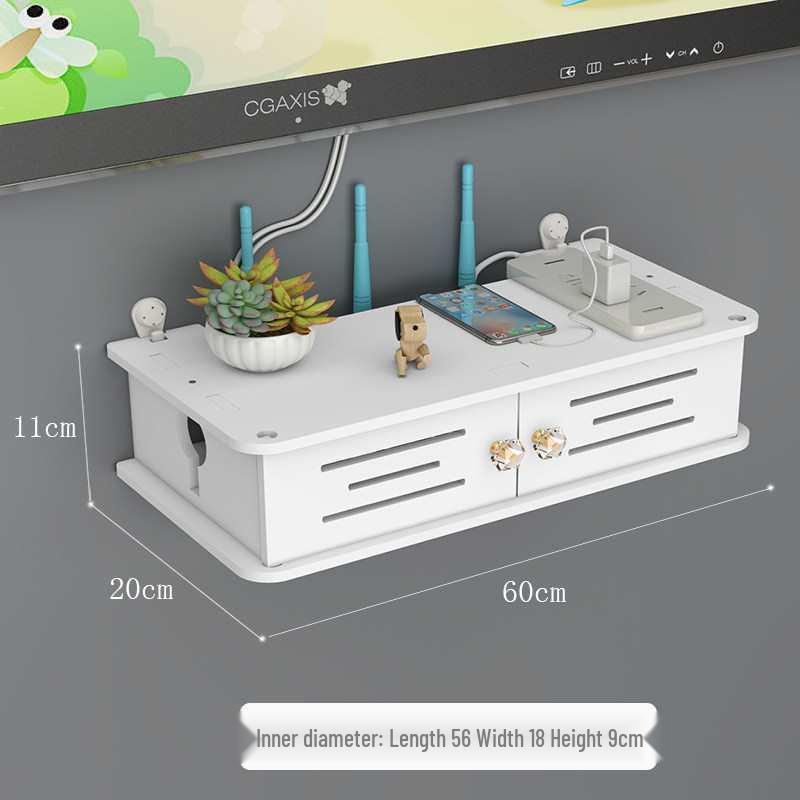 Wall-Mounted No-Drill WiFi Router and TV Set-Top Box Shelf for Living Room/Bedroom