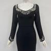 Elegant Beaded Evening Gown - European & American Style for Socialites