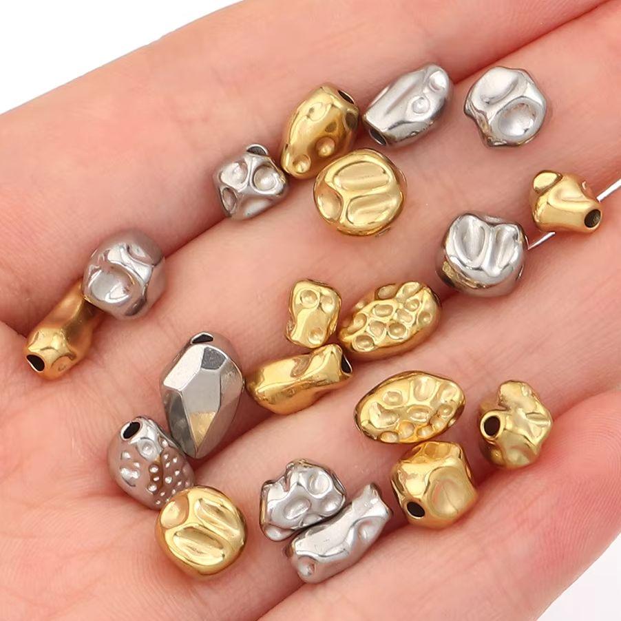 5-10pcs Irregular Gold Color Stainless Steel Beads for Jewelry Making Meteorite Beads Spacer Beads DIY Bracelet Necklace