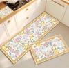 Korean-Style Kitchen Floor Mat Floral Diatomaceous Earth Runner Bathroom Absorbent Non-Slip Foot Mat Home Decor