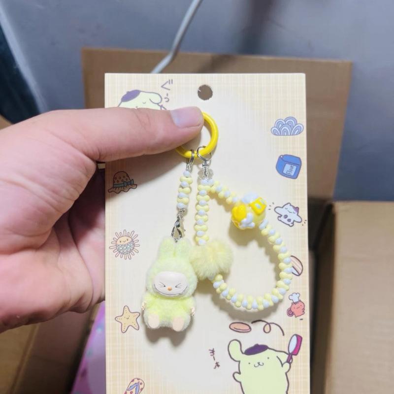 Kawaii Cartoon Doll Keychain Cute  Beaded Keychain Bag Decoration Accessories Universal Mobile Phone Pendant Gifts