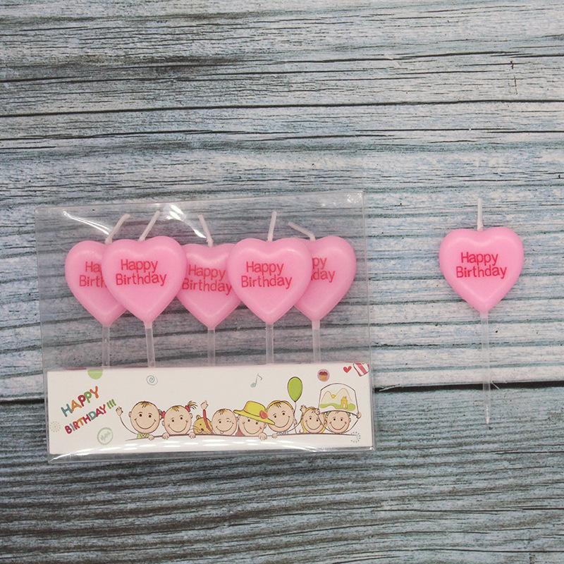 New Cute 5-pack Heart-shaped Letters Happy Birthday Candles Valentine's Day Pink Small Love Candles