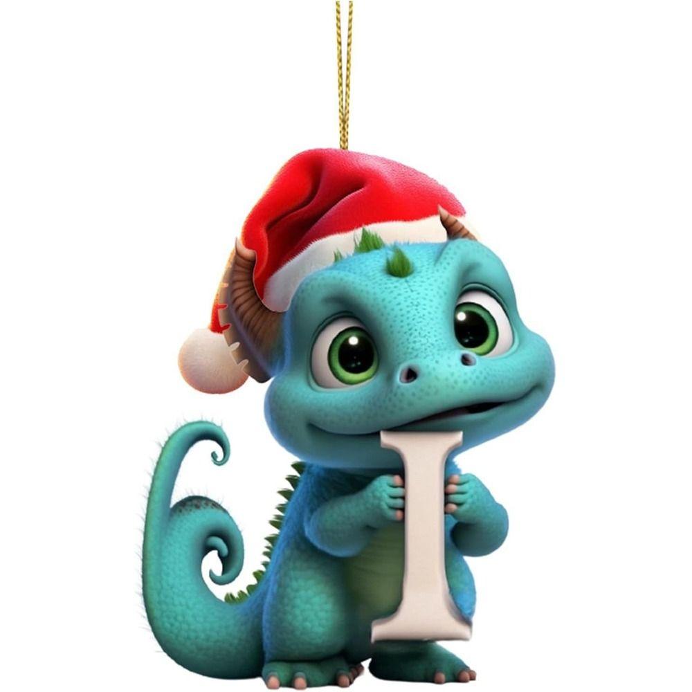 Acrylic 26 Letters Christmas Dragon Pendants Printed Pattern Christmas Tree Pendants  New Year