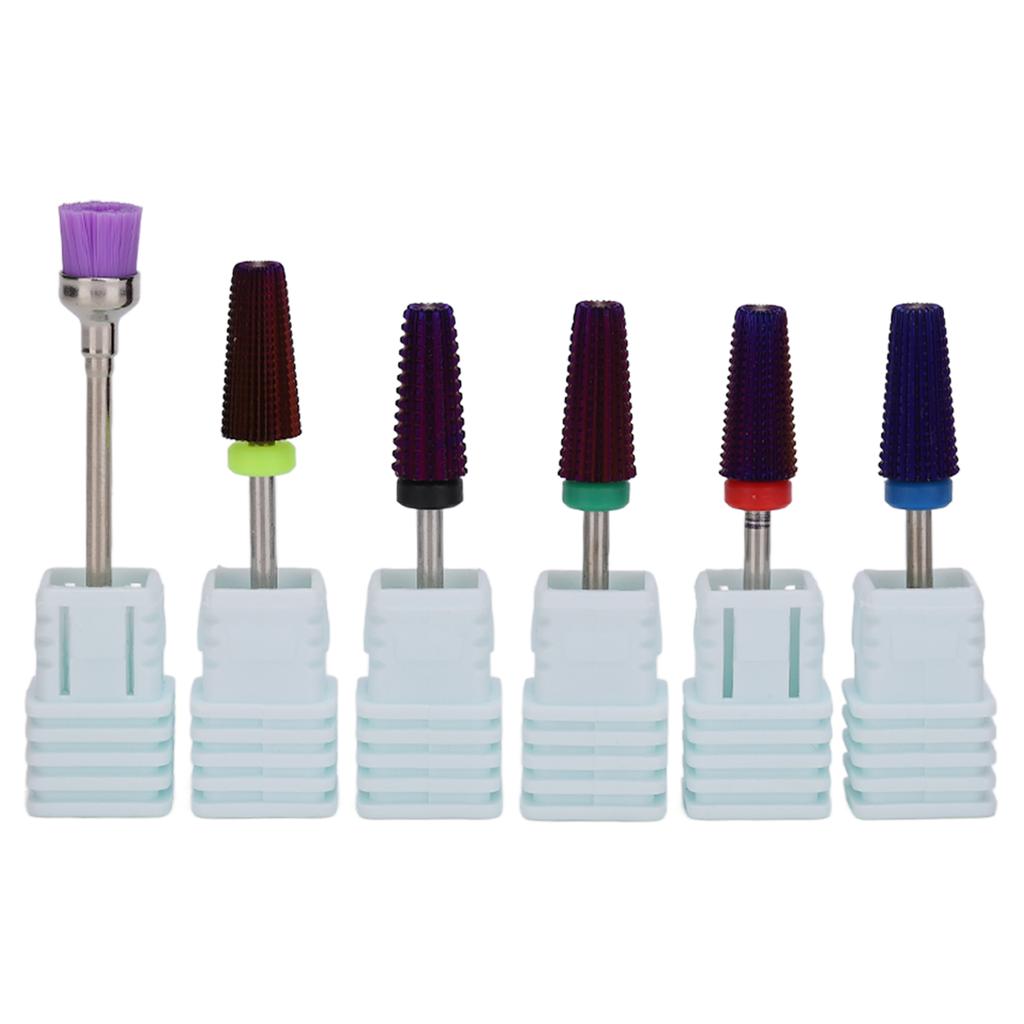 Nail Drill Bits Set Tungsten Steel Gel Polish Removal Dust Brush Nail Polishing Grinding Head