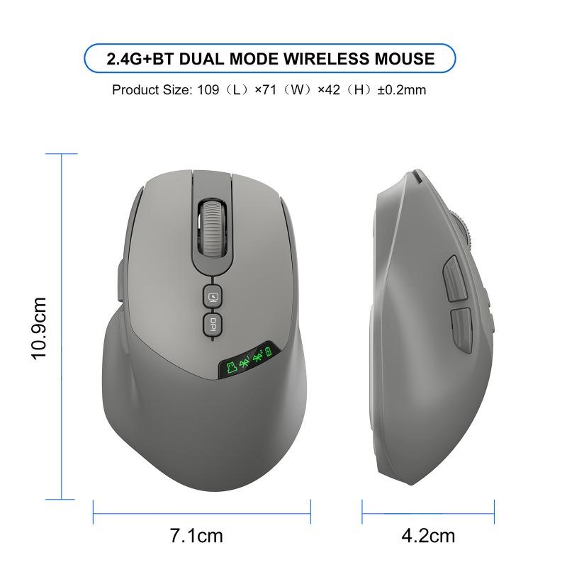 2.4G + Bluetooth Dual-Mode Wireless Charging Mouse with Digital Screen Display Silent Ergonomic Design Office Universal Mouse