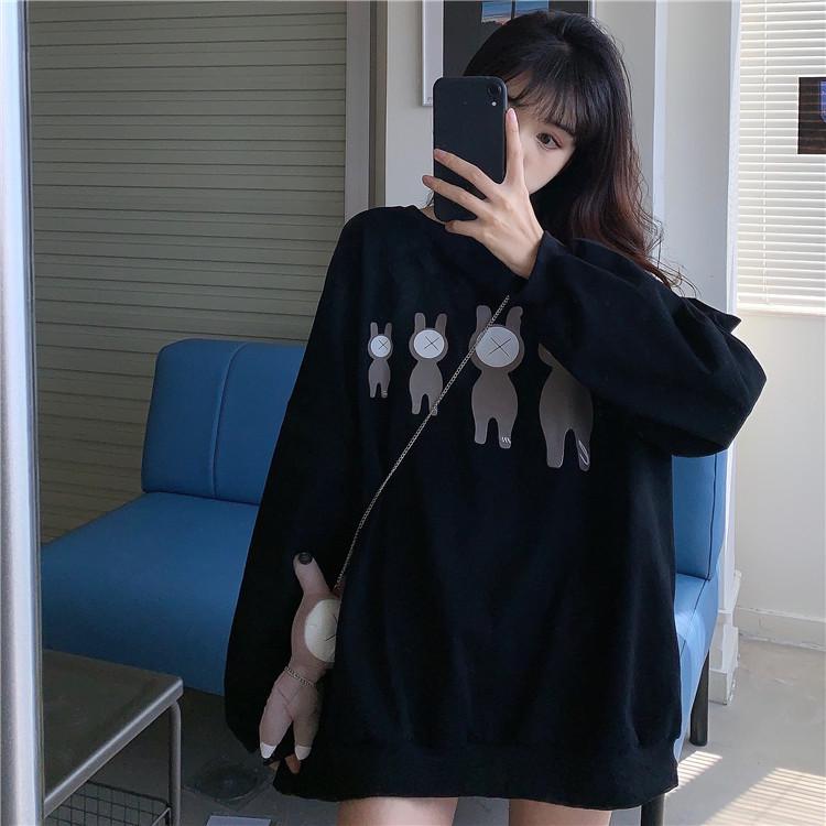 Women’s 2026 Korean Style Loose Hoodie – Long Sleeve, Versatile Round Neck Jacket for Spring/Autumn