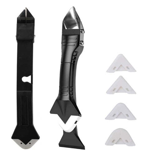 Caulking Tool Kit with Interchangeable Caulking Stripper, Silicone Sealant Remover Shovel, Scraper Caulking Tool, and 5 Adjustable Doctor Blades