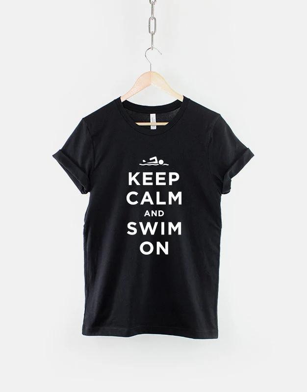 Stay Calm And Keep Swimming Tshirt Swimming Suit Tshirt Fun Swimming Team Pattern Tshirt Gift For Swimmers