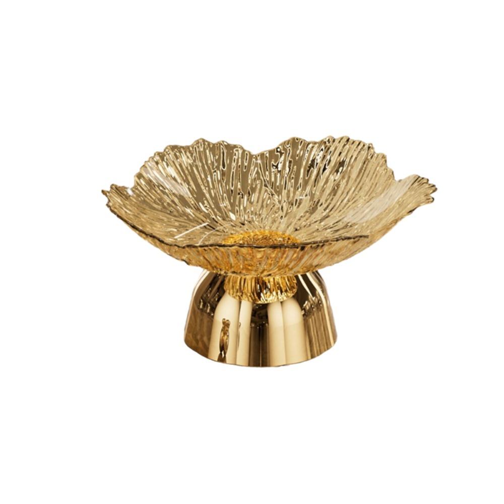 Large Capacity Pedestal Fruit Bowl Transparent Petal Design Snack Display Tray Counter-top