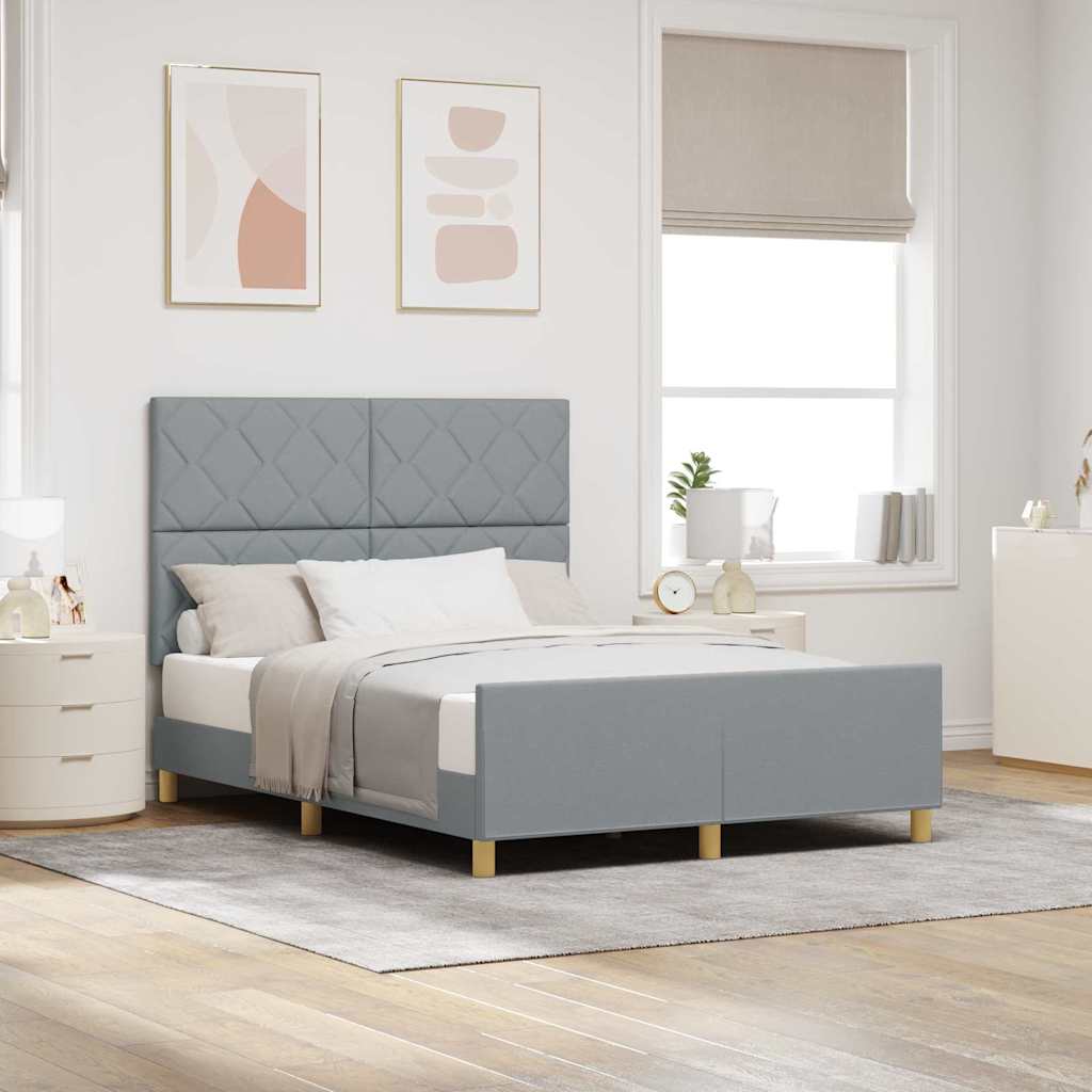 Bed Frame with Headboard Light Grey 140 x 190 cm Fabric