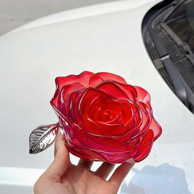 Clear Acrylic Rose Clutch Ladies Evening Bags for Women Handbag Candy Color Flower Shaped Shoulder Crossbody Bag Wedding Purse