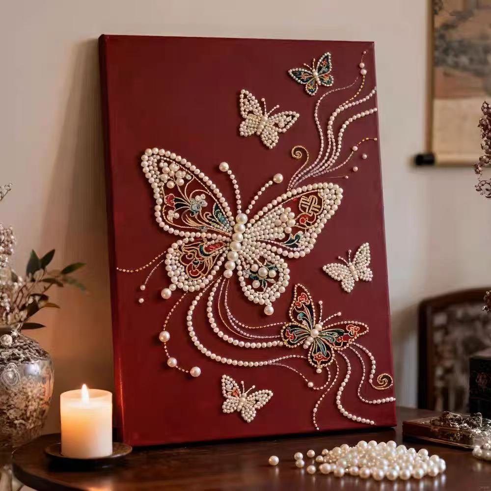 Decorative Painting Material Package, Handmade Diy National Style Ornament, Year Of The Horse Pearl Painting With Photo Frame, Living Room Entrance