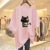 Cartoon Cat Graphic Breathable Round Neck Short Sleeve Women's Casual T-Shirt