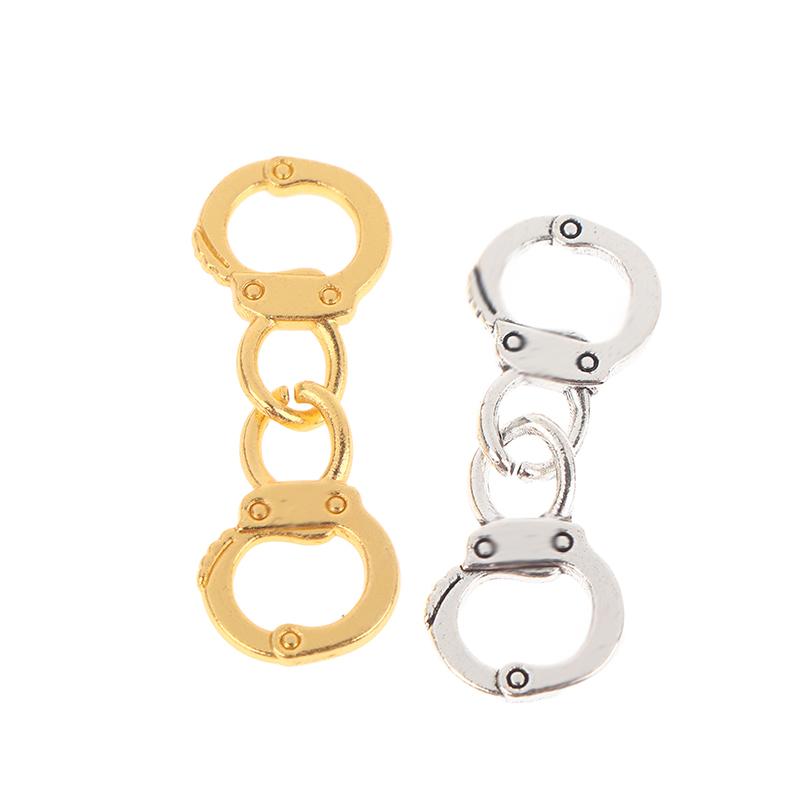 20Pcs/Pack Alloy Simulated Small Handcuffs Charms Connectors Link Handcuffs Pendant For Necklace Bracelet Jewelry Making