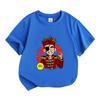 Kids Boys Girls 100% Cotton Crew Neck Short Sleeve T-Shirt, Cartoon Cool Pirate Character Print Casual Summer Soft Breathable Tee for Daily Outdoor We
