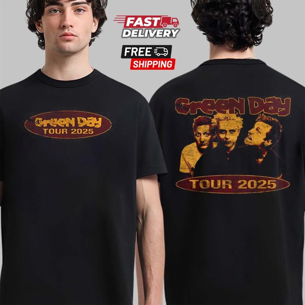 Green Day 2025 Тур Скейтшоп Фото Тур Черная Футболка Унисекс Футболка XXXXL