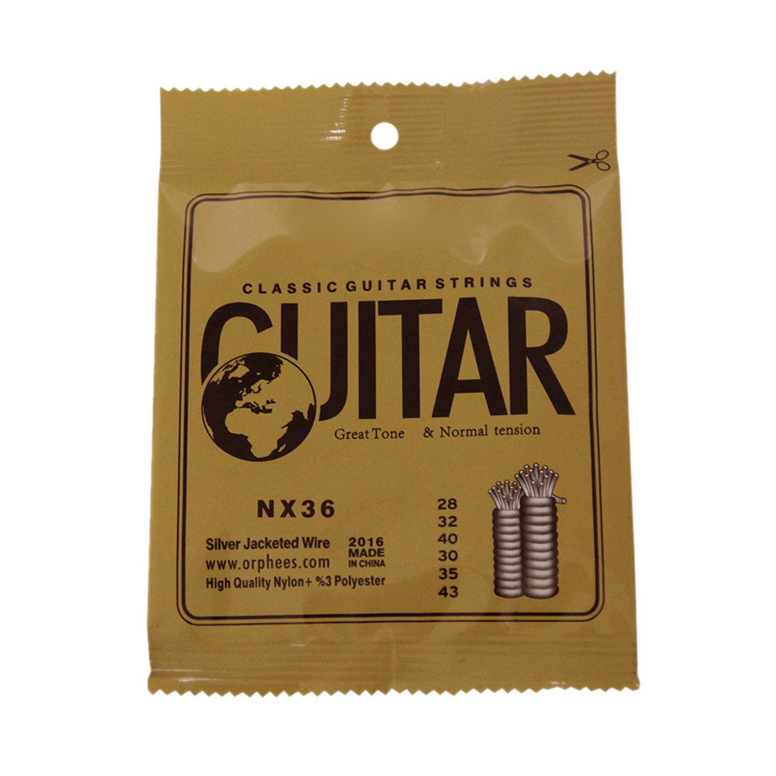 

Orphee NX36 нейлоновые струны для классической гитары 6 шт. полный комплект замена (.028 .043) Провод с нейлоновой сердцевиной и серебряным покрытием Обычный