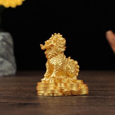 1 Paar Chinesische Kupfer Fengshui Kylin Chi-Lin Qilin Göttertier Statue Zur Heimdekoration