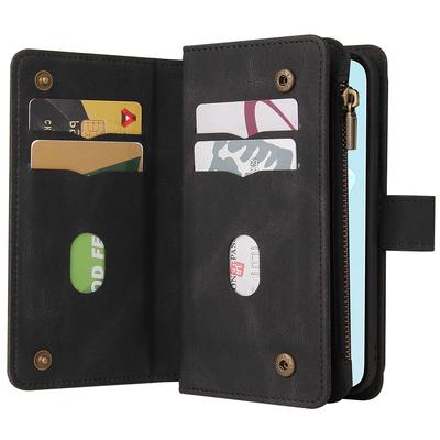 For Honor 200 Lite Zipper Wallet Case with 15 Card Slots and Strap Leather Phone Cover