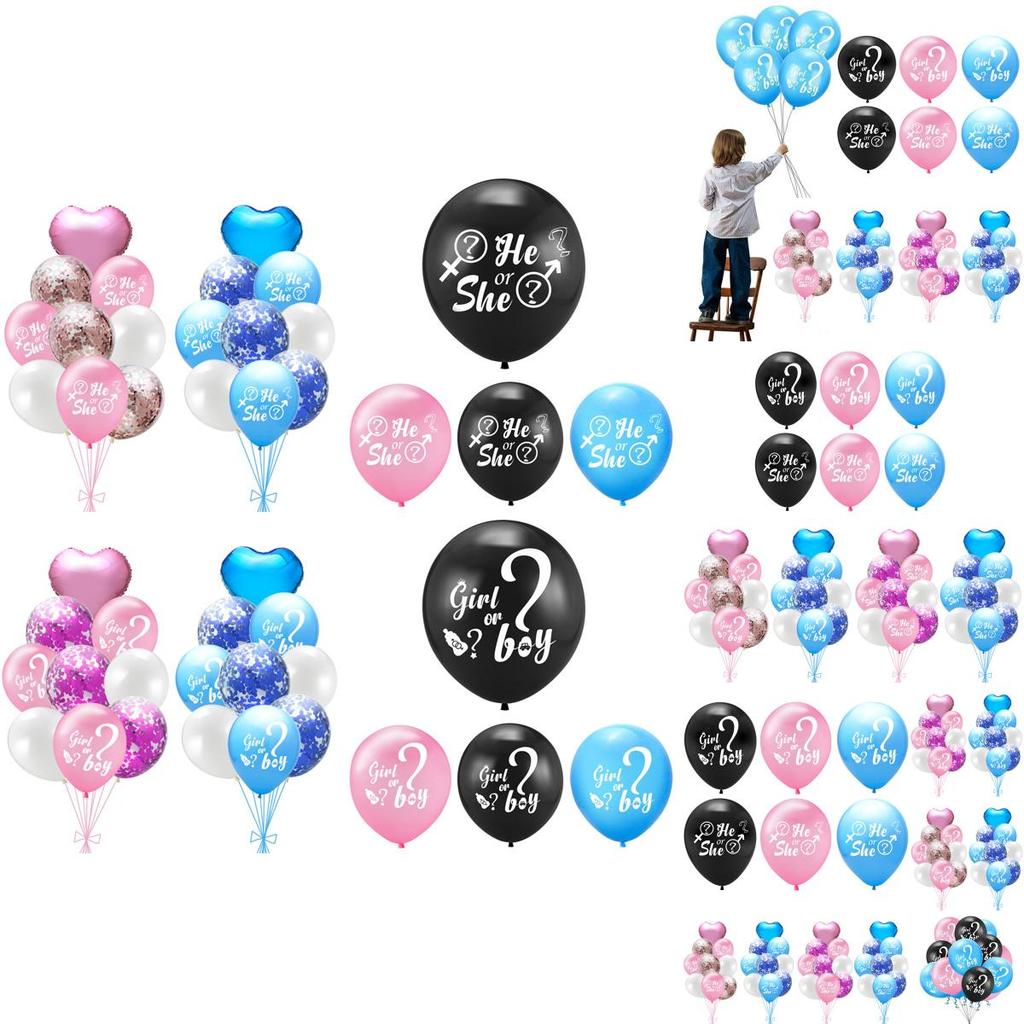 Vibrant Baby Gender Reveal Party Decoration Latex Sequin Balloons Set For Celebrations