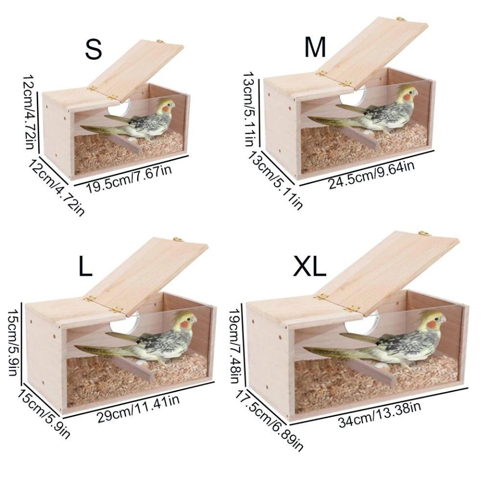 Transparent Window Wooden Parrot Breeding Box Bite Resistant Removable Bird House Nest Acrylic/Wood