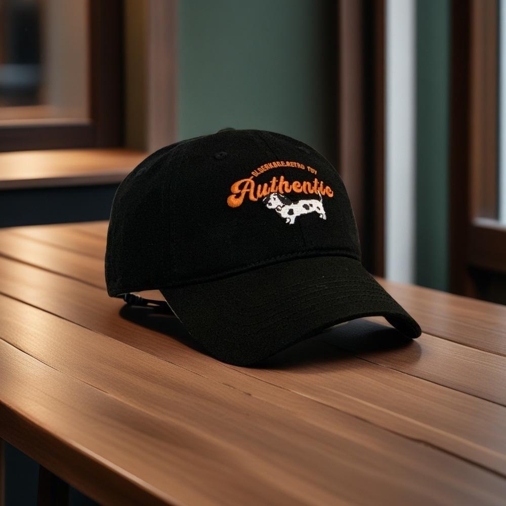 ins cute dog embroidery soft top baseball cap women's 2025 new autumn and winter Korean versatile peaked hat~