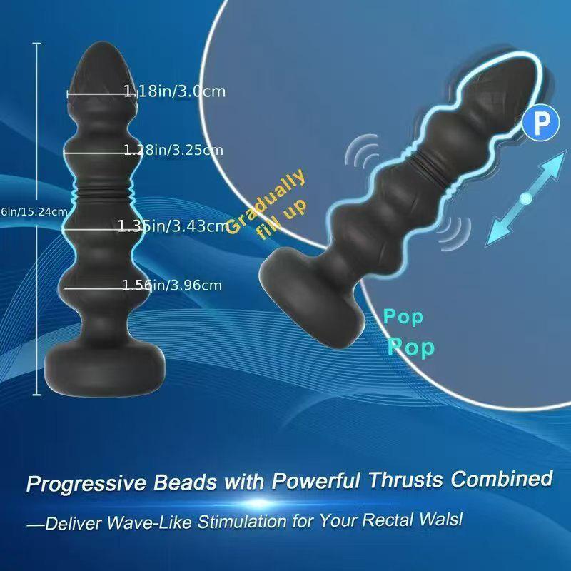 Remote-Control Telescopic Vibrating Wand with Suction Cup Prostate Massager Dildo.